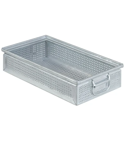Kovový stohovací box perforovaný