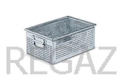 Kovový stohovací box perforovaný