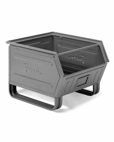 Zkosený kovový stohovací box s ližinami
