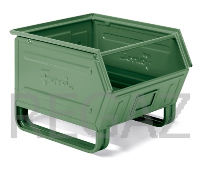 Zkosený kovový stohovací box s ližinami Zkosený kovový stohovací box s ližinami