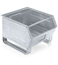 Zkosený kovový stohovací box s ližinami