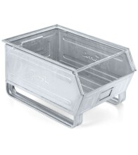 Zkosený kovový stohovací box s ližinami