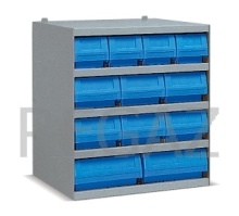 Kovová skříňka s plastovými boxy série Multibox