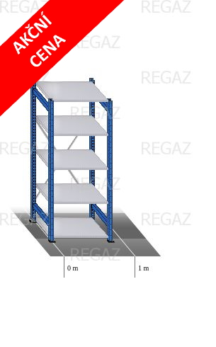 Akční regál 876x400x2000 (V) mm / 5 polic
